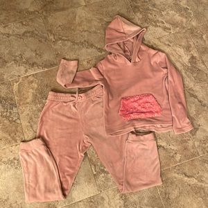 Girls 2 piece velour joggers & hoodie sequins kids M 10 Influencer Los Angeles